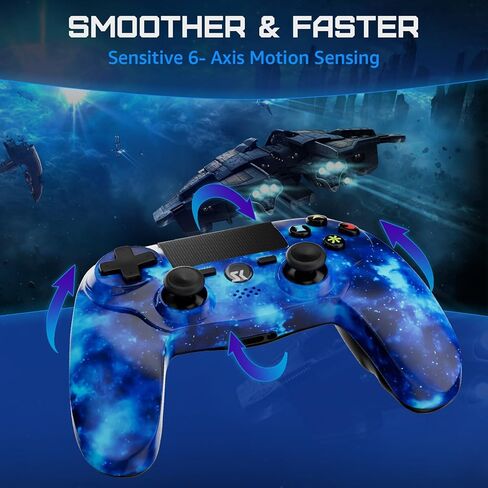ISHAKO لوحدة تحكم PS4 اللاسلكية، وحدة تحكم Gamepad متوافقة مع Playstation 4/Slim/Pro/PC/Android/Mac مع اهتزاز مزدوج، تحكم في الحركة بستة محاور، مقبس صوت 3.5 ملم، لوحة لمس متعددة، زر مشاركة in Kuwait