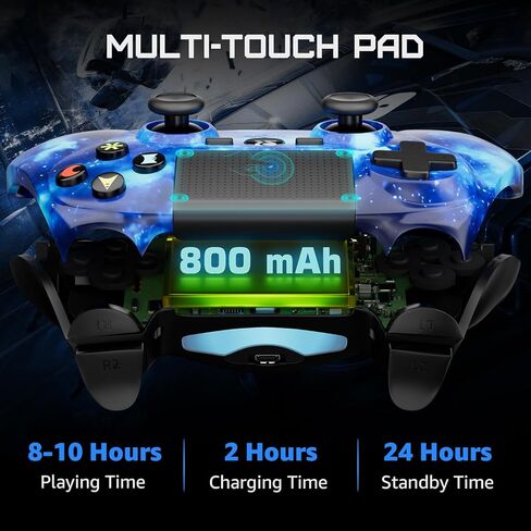 ISHAKO لوحدة تحكم PS4 اللاسلكية، وحدة تحكم Gamepad متوافقة مع Playstation 4/Slim/Pro/PC/Android/Mac مع اهتزاز مزدوج، تحكم في الحركة بستة محاور، مقبس صوت 3.5 ملم، لوحة لمس متعددة، زر مشاركة in Kuwait