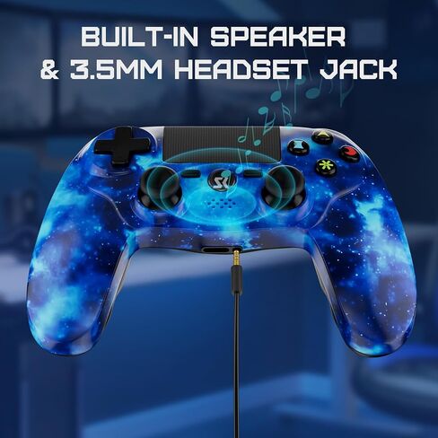 ISHAKO لوحدة تحكم PS4 اللاسلكية، وحدة تحكم Gamepad متوافقة مع Playstation 4/Slim/Pro/PC/Android/Mac مع اهتزاز مزدوج، تحكم في الحركة بستة محاور، مقبس صوت 3.5 ملم، لوحة لمس متعددة، زر مشاركة in Kuwait