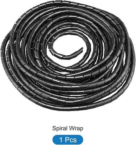 Rebower Spiral Tube Wrap Management Pipe Flexible Cord PE Polyethylene [for Office, Computer, TV ] - 14.0M/ 4.0mm/ Black in Kuwait
