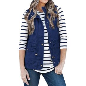 SENSERISE Womens Lightweight Sleeveless Military Anorak Drawstring Jacket Vest in Saudi Arabia
