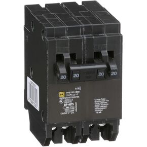 Square D - HOMT2020220CP Homeline Tandem Circuit Breaker, 2 x 1 pole at 20A, 1 x 2 pole at 20A, 120/240V, 10 kA AIR, Plug-In Mount