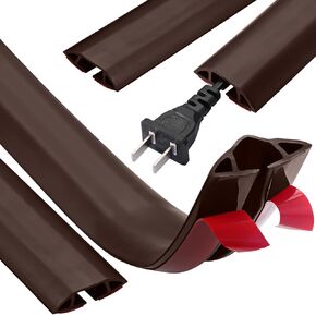16 ft Floor Cord Cover Overfloor Silicone Cable Protector Extension Cord Covers Wire Cable Organizer Hider for Floor Home Office Garage Management, Black