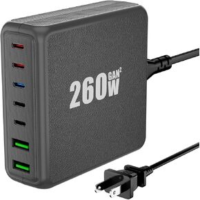 شاحن USB C من ان في اتش بي واي، محطة شحن 220 واط 7 منافذ USB C، شاحن لابتوب USB C 2×65 واط متوافق مع ماك بوك برو/اير، سلسلة ايباد، ايفون 14/13/ميني/برو/13 برو ماكس/12 سامسونج جالكسي نوت in Kuwait