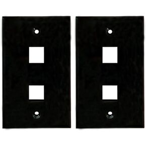 BUPLDET 4 Port Keystone Wall Plate Black with Smooth Face - Keystone Jack Wallplate for CAT7/CAT6/CAT6a/CAT5e Modular Connector (2-Pack)