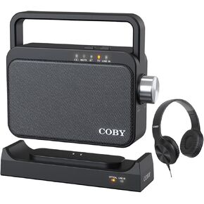 Coby Wireless Digital Hearing Amplifier TV Audio Speaker for Hard of Hearing - Portable TV Listening Assistance Bluetooth Speaker for Seniors, Elderly, and Hearing Impaired with Voice Highlighting,Black,CSTV130