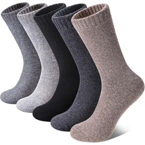 FNOVCO Wool Hiking Socks for Women Winter Warm Thick Crew Cozy Boot Socks 5 Pairs