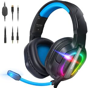 Krysenix PG2 Gaming Headset for PS4/PS5/PC/Xbox One, Noise Canceling Headset with AI Stereo Microphone Sound, Computer Headset with 3.5mm Jack & RGB Light Black