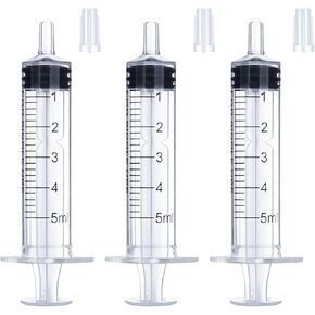 5ml Syringe for Liquid, Oral, Scientific Labs, Measurement, Dispensing, with Cap- 3 Pack 5ml Syringes