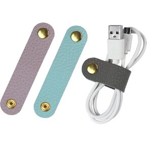 Carrotez Leather Cord Organizer for Travel, 3pcs (Black/White/Grey) in 1, Tidy Wrap Cord Organizer, Earphone Organizer, Cable Ties for Cable Management in Kuwait