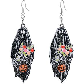 QUPENGXU New Acrylic Kawaii Ghost Earrings Charms Halloween Drop Dangle Earrings For Women Girls