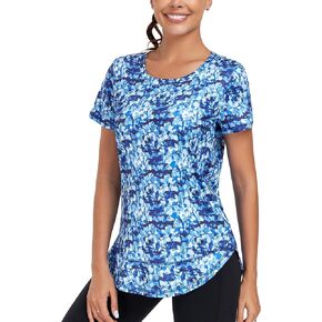 Abrooical Women's Short Sleeve Workout Shirts Crewneck Sports Yoga Running Dry Fit Tops Side Split Tee