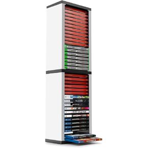 TNP Video Game Storage Tower (12 CD Disc Blu-ray Case) Universal DVD Holder Shelf Rack Stand Vertical Organizer for Nintendo Switch PS5 Playstation 4 Xbox Movies
