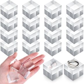 16 Pieces 2 x 2 x 1 Inches Acrylic Square Display Block Clear Polished Acrylic Cube Acrylic Jewelry Display Stand Ring Showcase Display Holder Base