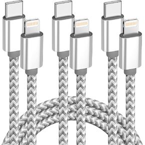 USB C to Lightning Cable 3Pack 6 FT Apple MFi Certified iPhone Fast Charger Type c to Lightning Cable Nylon Braided iPhone Cord for iPhone 13 12 11 Pro Max Xr Xs 8 7 6 Plus and More