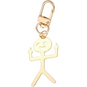 Fuqimanman2020 Stainless Steel Funny Doodle Keychain Middle Finger Pendant Keyring Friendship Jewelry Gift for Women Men
