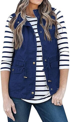 SENSERISE Womens Lightweight Sleeveless Military Anorak Drawstring Jacket Vest in Kuwait