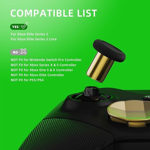 eXtremeRate Metal Replacement Thumbsticks Mod Swap Joysticks for Xbox One Elite Series 2, Gaming Accessories 2 D-Pads 4 Paddles for Xbox One Elite, Elite Series 2 Core Controller - 13 in 1 Black in Kuwait