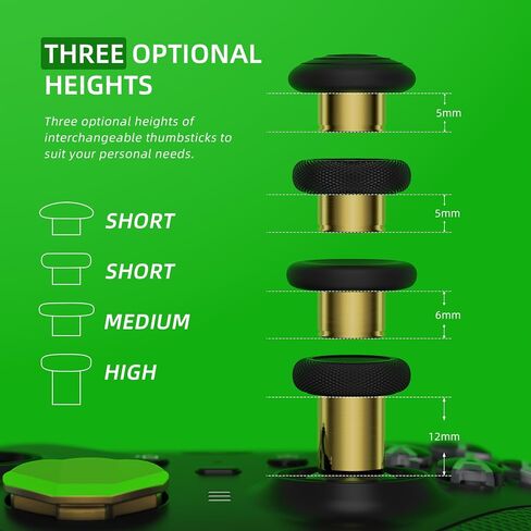 eXtremeRate Metal Replacement Thumbsticks Mod Swap Joysticks for Xbox One Elite Series 2, Gaming Accessories 2 D-Pads 4 Paddles for Xbox One Elite, Elite Series 2 Core Controller - 13 in 1 Black in Kuwait