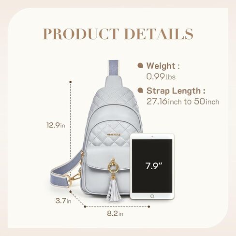 Missnine Sling Bag for Women Quilted PU Leather Fanny Pack Crossbody Bags Trendy Chest Bag Hiking Cycling Travel with Tassel in Kuwait
