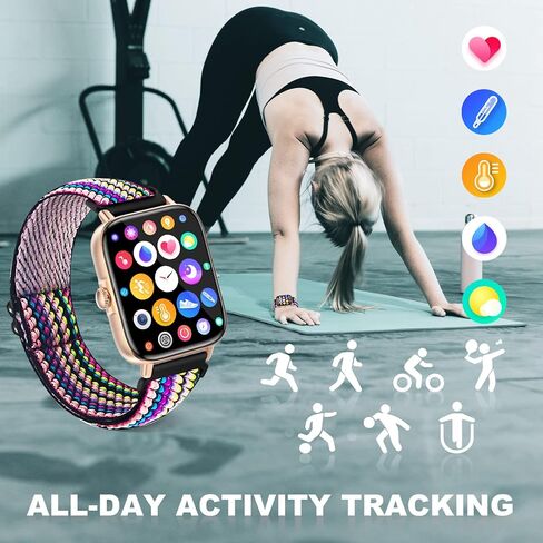 Smart Watch 1.7'' Full Touch Screen Call Answer/Dial Fitness Tracker Smartwatch for Android iOS IP67 Waterproof Fitness Watch Heart Rate Monitor Blood Oxygen Activity Trackers for Men Women1 in Kuwait