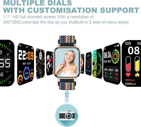 Smart Watch 1.7'' Full Touch Screen Call Answer/Dial Fitness Tracker Smartwatch for Android iOS IP67 Waterproof Fitness Watch Heart Rate Monitor Blood Oxygen Activity Trackers for Men Women1 in Kuwait