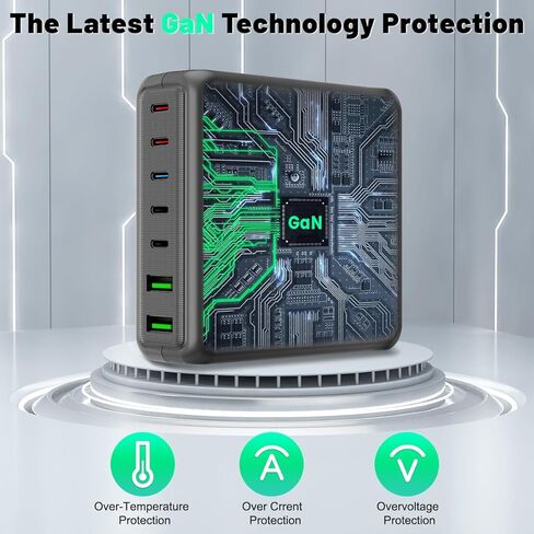 NVHPY USB C Charger, 220W 7-Port Desktop USB C Charging Station, 2x65W Ports USB C Laptop Charger Compatible with MacBook Pro/Air, iPad Series,iPhone 14/13/Mini/Pro/13Pro Max/12 Samsung Galaxy Note in Kuwait