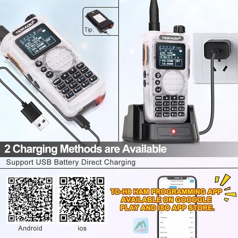 TIDRADIO TD-H8 Ham Radio 10Watt Handheld Dual Band Two-Way Radio with APP Bluetooth Wireless Programming Module with 2500mAh Battery Rechargeable 1.77inch Large Color Screen(2nd Generation) in Saudi Arabia