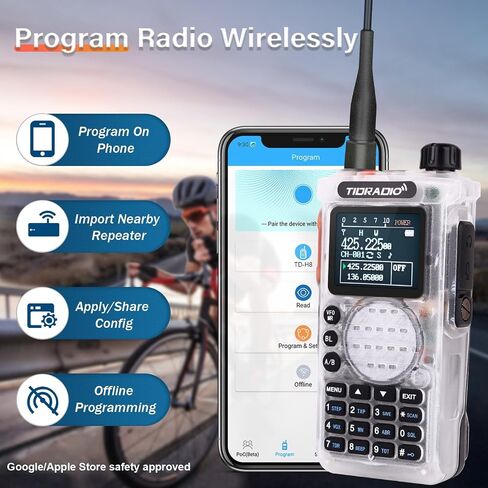 TIDRADIO TD-H8 Ham Radio 10Watt Handheld Dual Band Two-Way Radio with APP Bluetooth Wireless Programming Module with 2500mAh Battery Rechargeable 1.77inch Large Color Screen(2nd Generation) in Saudi Arabia