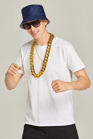 Gionforsy Hip Hop Costume Kit 80s 90s Rapper Accessories Bucket Hat Sunglasses Gold Chain Bracelet Ring in Kuwait