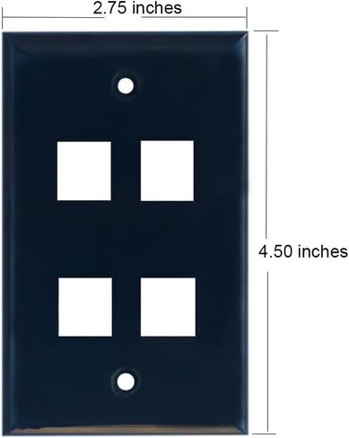BUPLDET 4 Port Keystone Wall Plate Black with Smooth Face - Keystone Jack Wallplate for CAT7/CAT6/CAT6a/CAT5e Modular Connector (2-Pack) in Kuwait