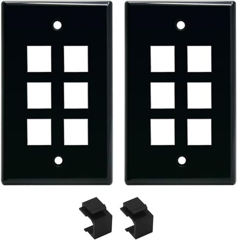 BUPLDET 4 Port Keystone Wall Plate Black with Smooth Face - Keystone Jack Wallplate for CAT7/CAT6/CAT6a/CAT5e Modular Connector (2-Pack) in Kuwait