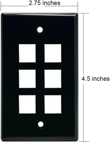 BUPLDET 4 Port Keystone Wall Plate Black with Smooth Face - Keystone Jack Wallplate for CAT7/CAT6/CAT6a/CAT5e Modular Connector (2-Pack) in Kuwait