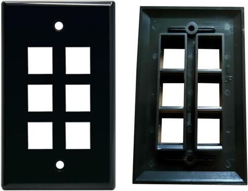 BUPLDET 4 Port Keystone Wall Plate Black with Smooth Face - Keystone Jack Wallplate for CAT7/CAT6/CAT6a/CAT5e Modular Connector (2-Pack) in Kuwait