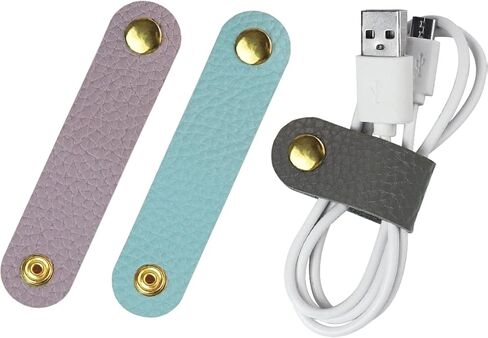 Carrotez Leather Cord Organizer for Travel, 3pcs (Black/White/Grey) in 1, Tidy Wrap Cord Organizer, Earphone Organizer, Cable Ties for Cable Management in Kuwait