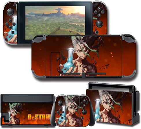 GilGames Vinyl Game Skin Decals Cover for Nintendo Switch, Full Set Protector Wrap Stickers Protective Faceplate Console Dock in Kuwait