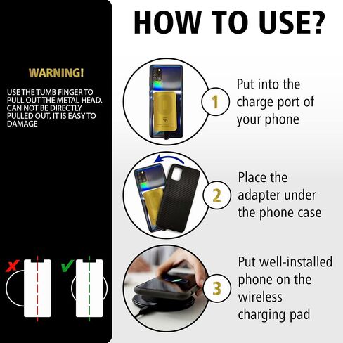 2000 mah QI Wireless Charging Adapter for Samsung A14 A34 A54 M54 A51 - Type C Wireless Charging Adapter USB-c - Fast Qi Wireless Receiver Type C - Qi Wireless Charger Adapter in Saudi Arabia