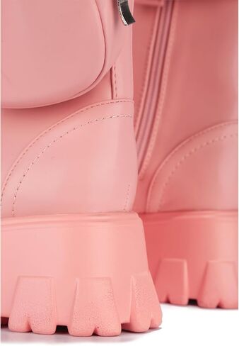 Cape Robbin Women's Platform Combat Boots - Lace Up Chunky Ankle Booties with Built-in Zippered Pouch - Side Zipper Lug Sole Boots with Buckle Strap Round Toe (Monalisa) in Saudi Arabia