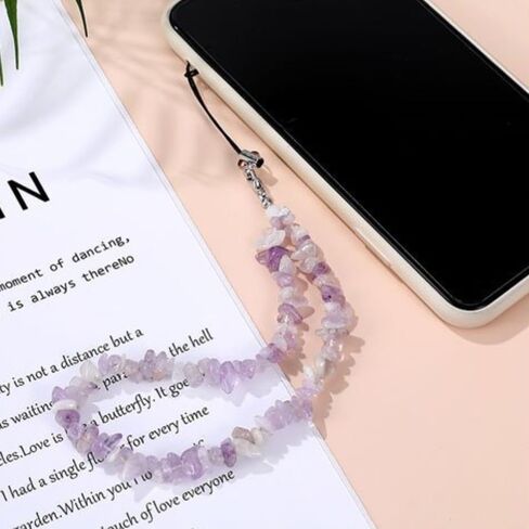 Natural Crystal Gemstone Phone Charm Cell Phone Lanyard Wrist Strap Phone Accessories for Women Girls in Saudi Arabia