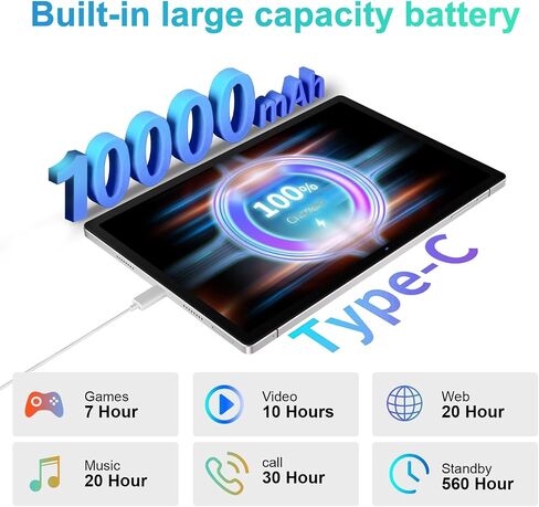 تابلت SEBBE بشاشة 10 بوصات يعمل بنظام Android 13، كمبيوتر لوحي 12 جيجا بايت رام + 128 جيجا بايت روم TF 512 جيجا بايت ثماني النواة 2.0 جيجا هرتز، Google GMS | بلوتوث 5.0 | 5G واي فاي | 6000 مللي أمبير | 1280*800 | تابلت بدقة 5 ميجابكسل + 8 ميجابكسل مع لوحة in Kuwait