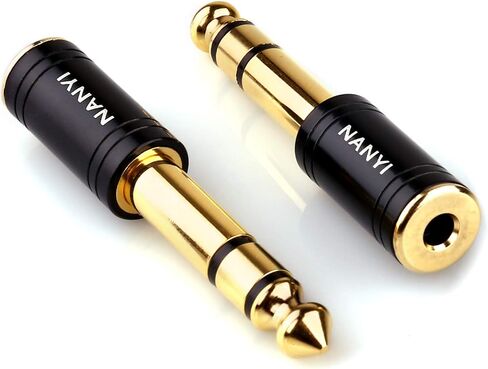 NANYI 1/4'' Male to 1/8'' Female Stereo Headphone Adapter Connect Cable, Upgrade 6.35mm Jack Stereo Socket Male to 3.5mm Jack Stereo Plug Female for Headphone, Amp Adapte, Black 1-Pack in Saudi Arabia