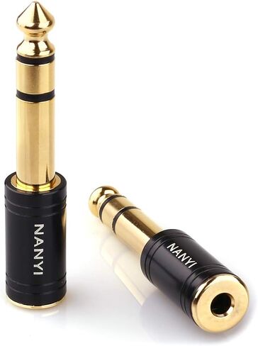 NANYI 1/4'' Male to 1/8'' Female Stereo Headphone Adapter Connect Cable, Upgrade 6.35mm Jack Stereo Socket Male to 3.5mm Jack Stereo Plug Female for Headphone, Amp Adapte, Black 1-Pack in Saudi Arabia