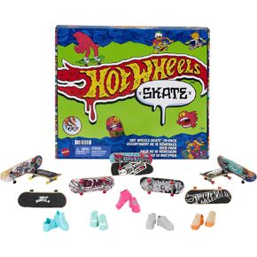 Hot Wheels Skate Tricked Out Pack, 4 Hot Wheels-Themed Fingerboards & 2 Pairs of Skate Shoes, Includes 1 Exclusive Set (Styles May Vary) in Kuwait