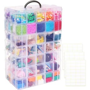SGHUO 3-Tier Stackable Storage Container Box Bead Organizers and Storage for Craft Storage, Kids Toys, Art Crafts, Jewelry, Beauty Supplies, Sewing Storage