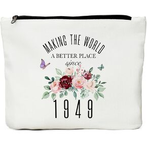 JIUWEIHU 75th Birthday Gifts for Women, 75th Birthday Decorations Present, 75 Year Old Birthday Gift Ideas for Sisters, Friend, Coworker, Grandma, Mom, Boss – Since 1948 Makeup Bag