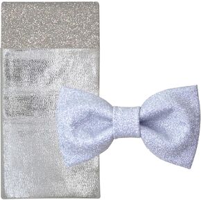 Men's Plain Color Pre-tied Bow Tie and Pocket Square Set | Glitter Sparkling for Formal Wedding Party Christmas | CK Bow (Brown)