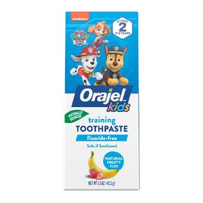 Orajel Kids Paw Patrol Fluoride-Free Training Toothpaste, Natural Fruity Fun Flavor, #1 Pediatrician Recommended , 1.5oz Tube
