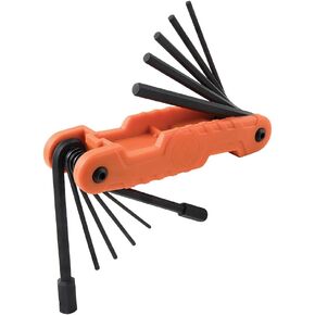 Klein Tools 70550 Hex Wrench Key Set, 11 SAE Sizes, Heavy Duty Folding Allen Wrench Tool with Extra Long Hex Keys