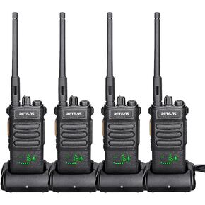 Retevis RT86 Two Way Radios Long Range Rechargeable,High Power Heavy Duty 2600mAh 2 Way Radio,Remote Alarm,Flashlight,Walkie Talkies Adults with Shoulder Mic for Security Property Work(4 Pack)