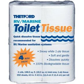 Thetford RV/ Marine Toilet Tissue - Toilet Paper for RV and Marine - 1-ply - 4 rolls - Thetford 20804